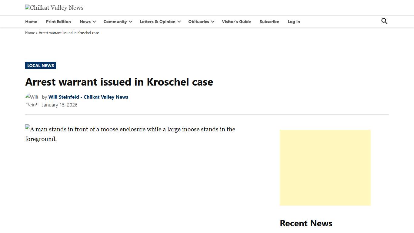 Arrest warrant issued in Kroschel case - Chilkat Valley News